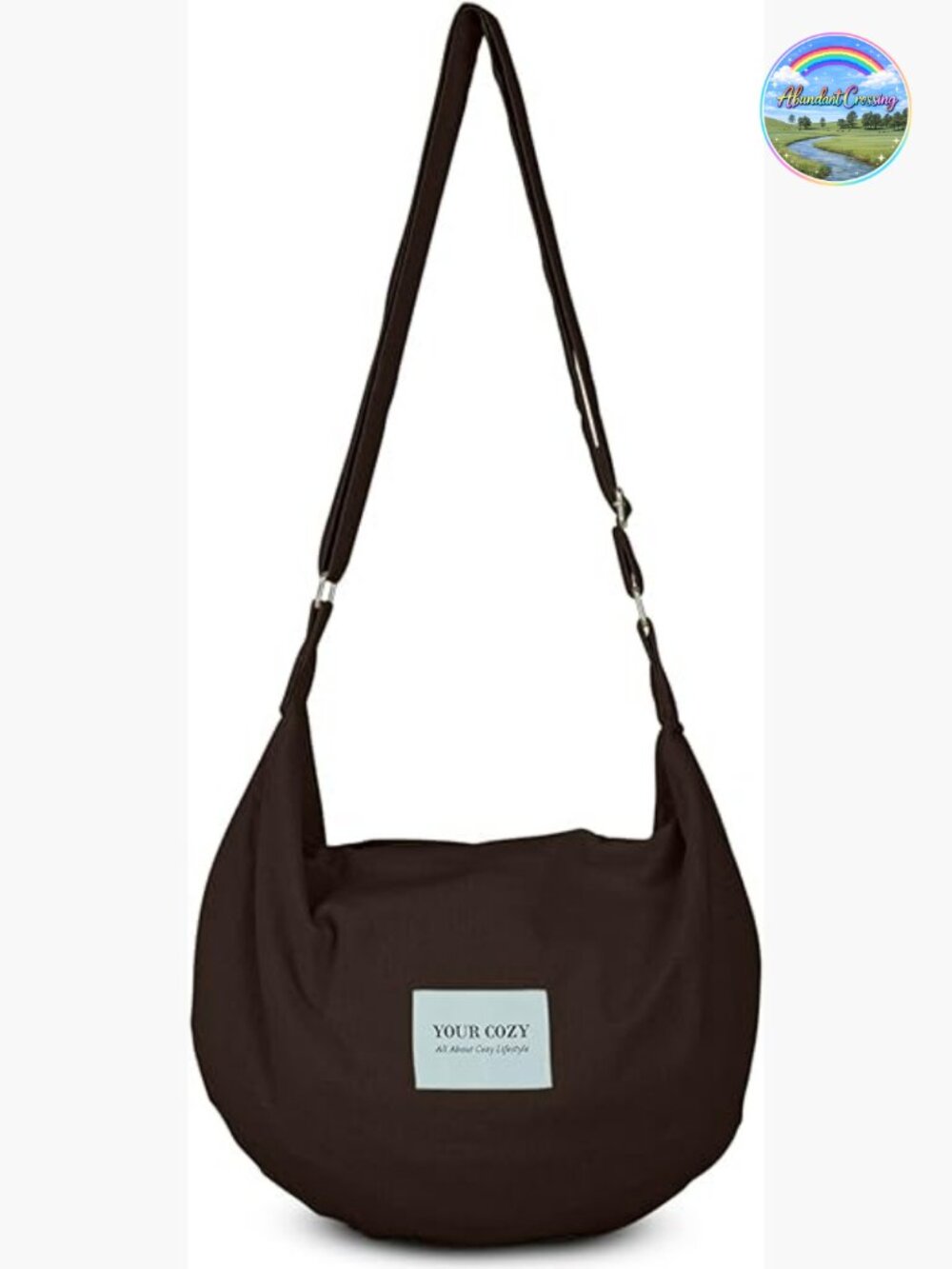 Boho Crescent Crossbody Bag with Zipper Lightweight Hobo Messenger Shoulder